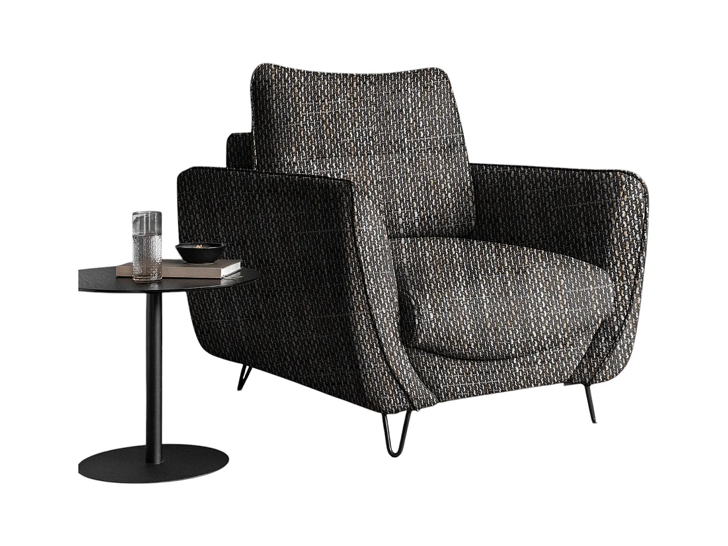 Fauteuil en tissu ZURIK – Élégance italienne et confort durable-Gris chiné