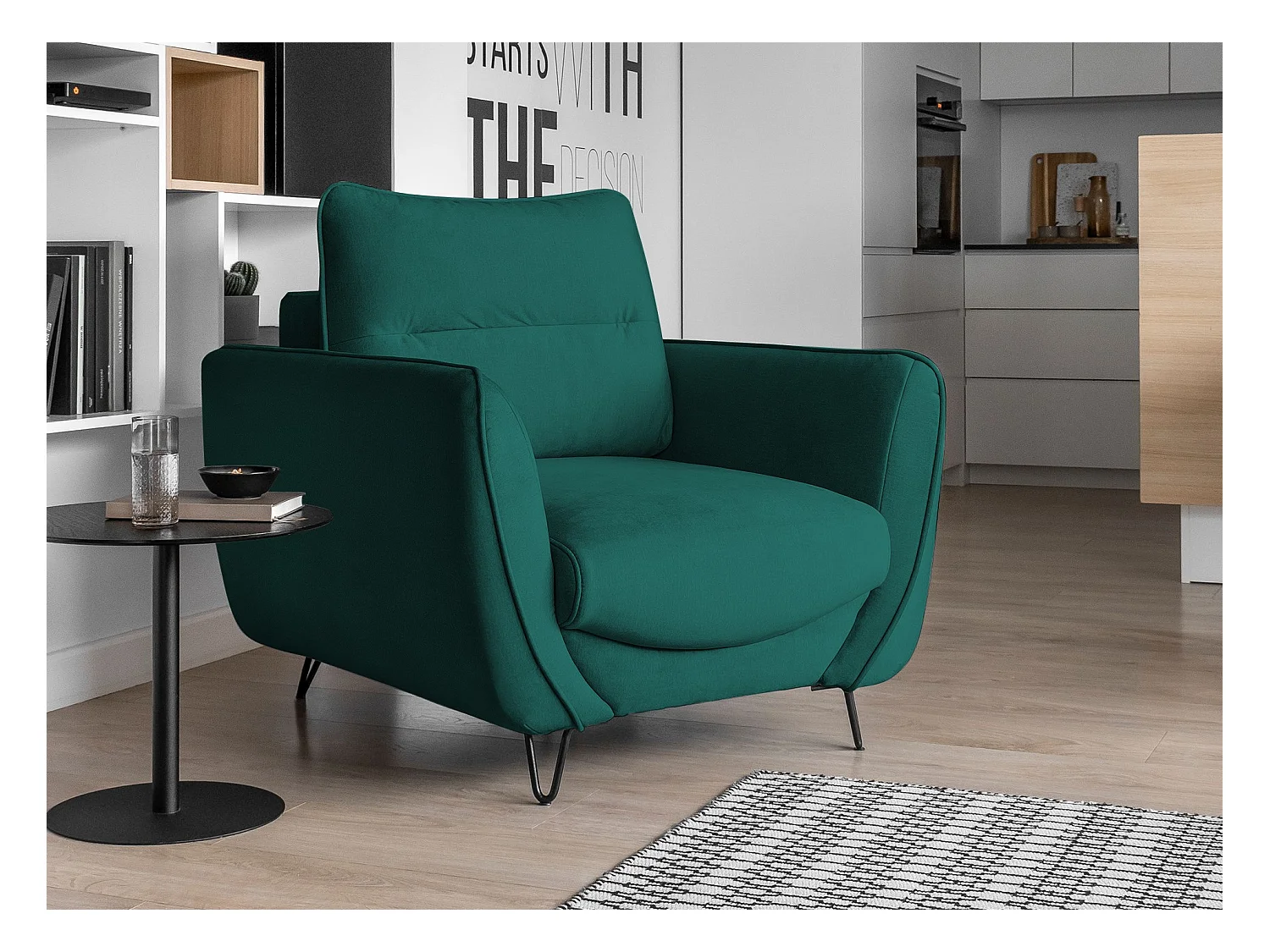 Fauteuil en velours ZURIK – Confort et style intemporel-Vert forêt