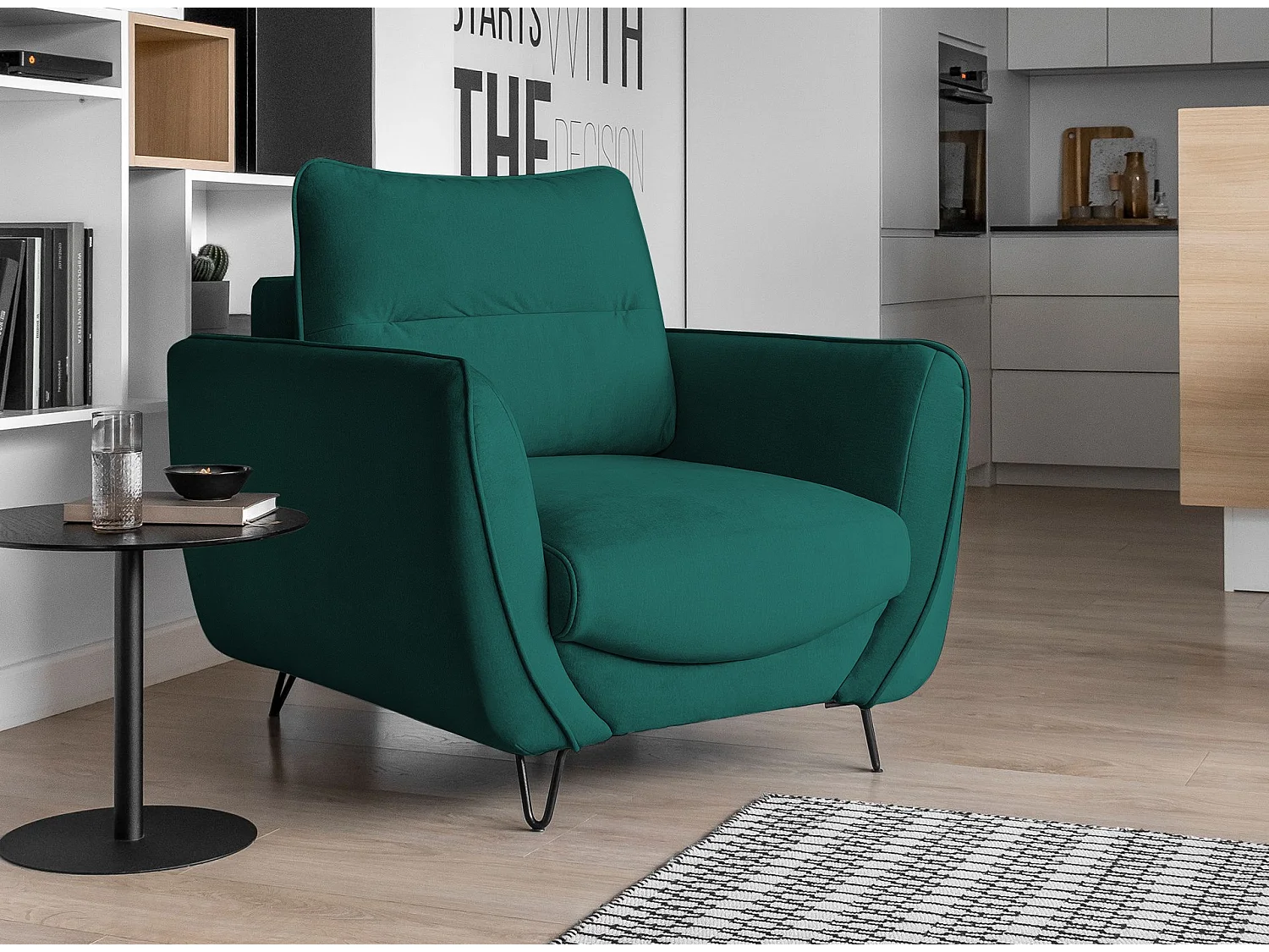 Fauteuil en velours ZURIK – Confort et style intemporel-Vert forêt