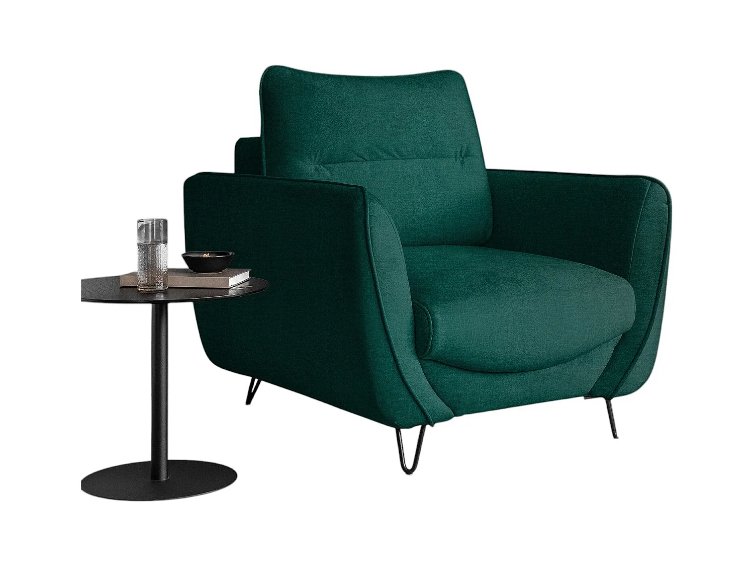 Fauteuil en velours ZURIK – Confort et style intemporel-Vert