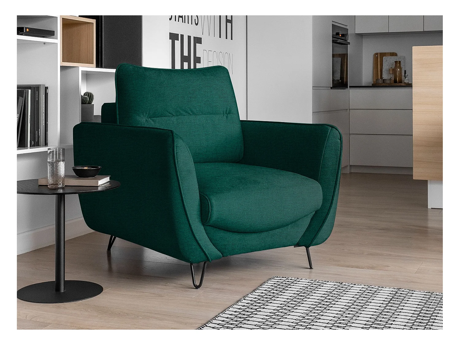 Fauteuil en velours ZURIK – Confort et style intemporel-Vert