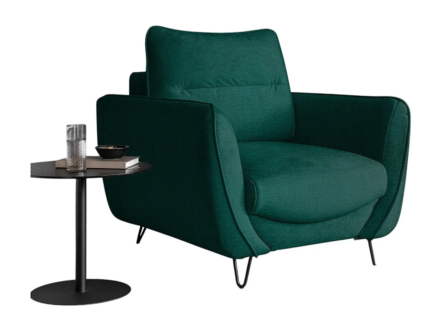 Fauteuil en velours ZURIK – Confort et style intemporel-Vert