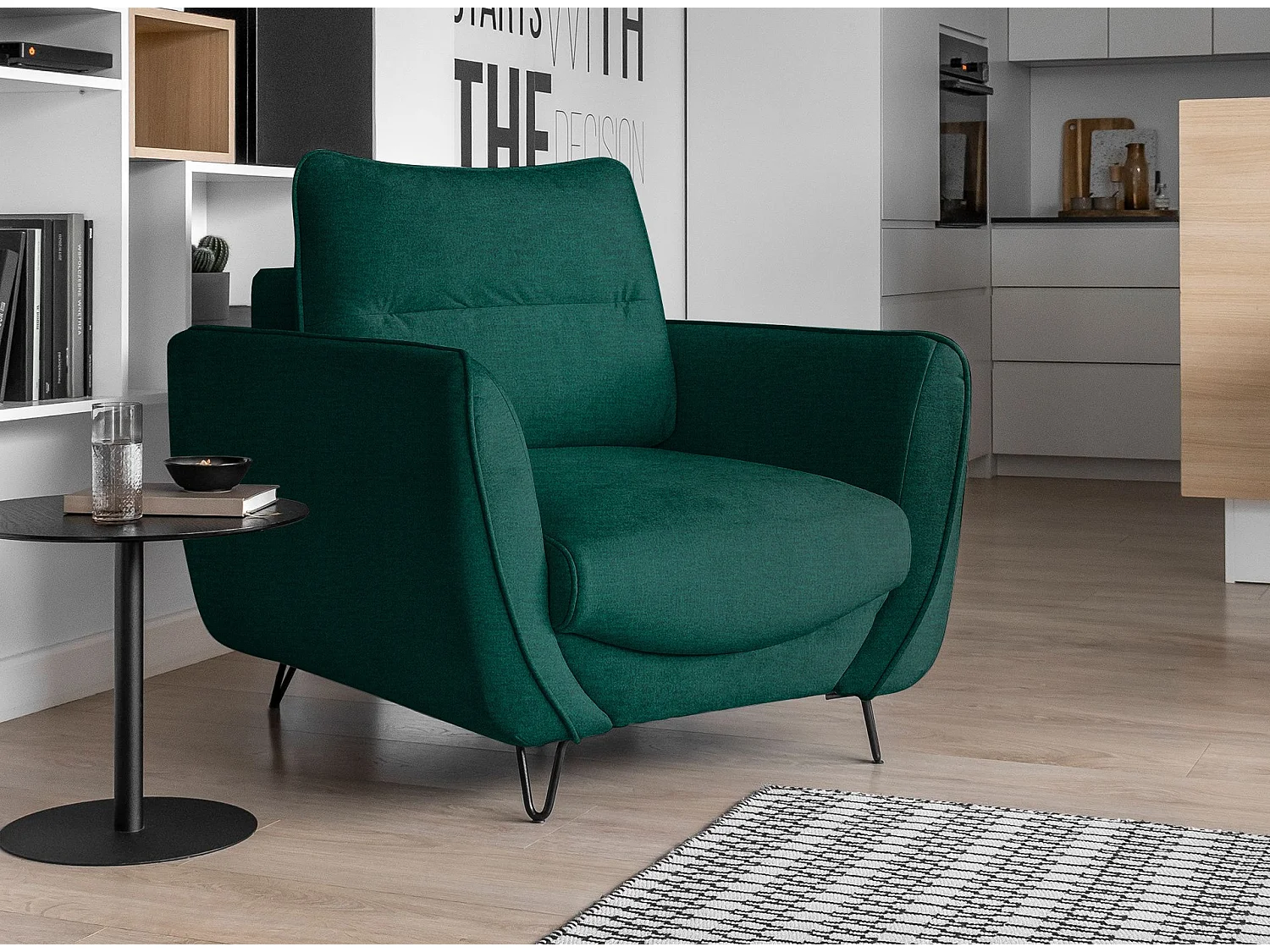 Fauteuil en velours ZURIK – Confort et style intemporel-Vert