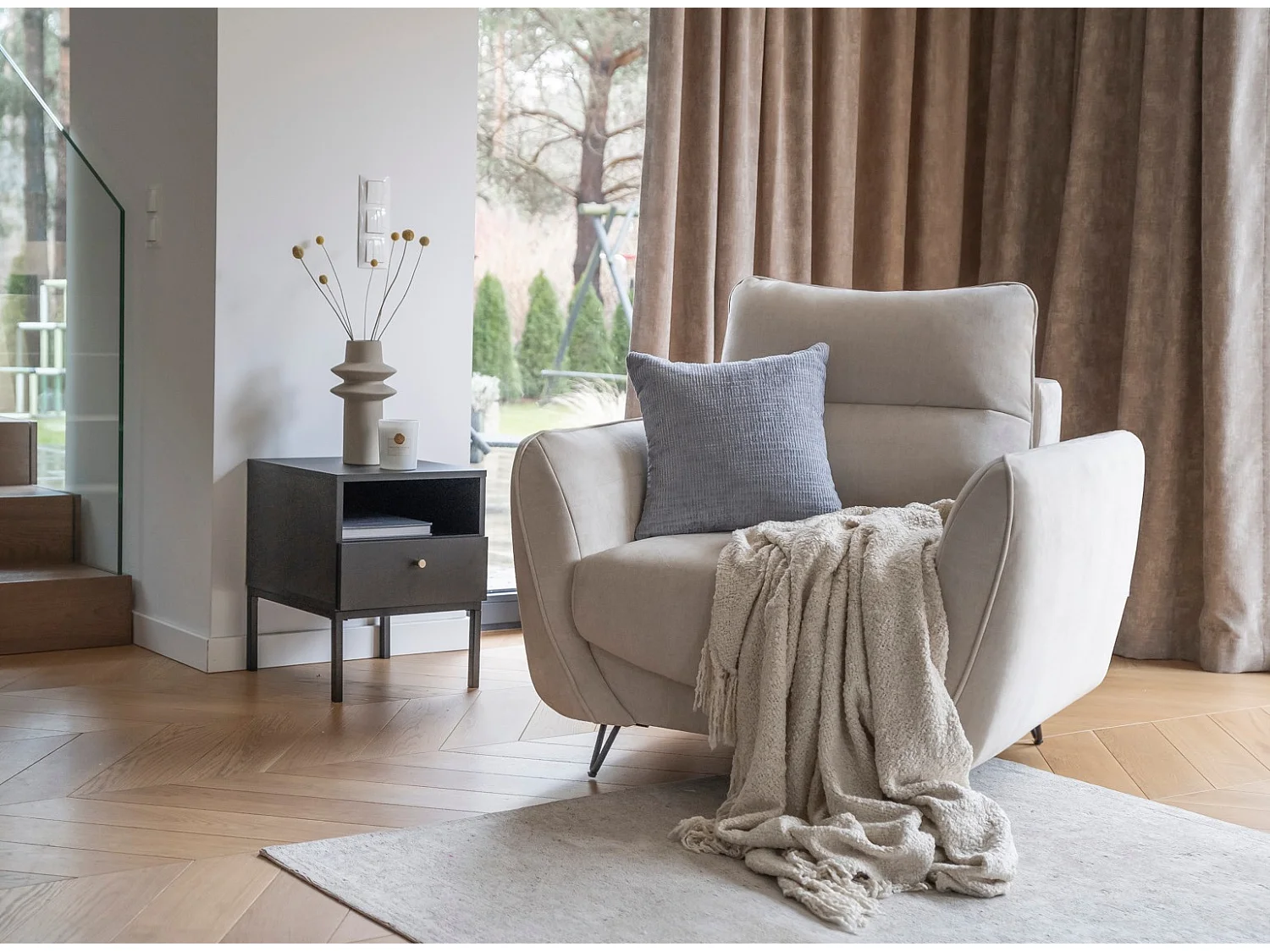 Fauteuil en velours ZURIK – Confort et style intemporel-Vert