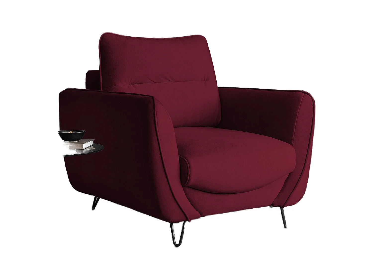 Fauteuil en velours ZURIK – Confort et style intemporel-Bordeaux