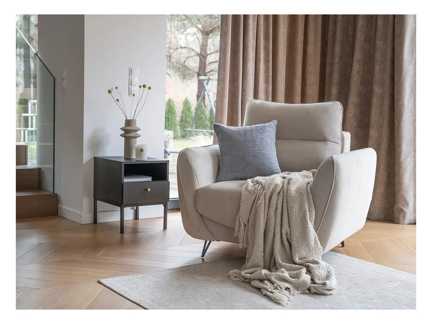 Fauteuil en velours ZURIK – Confort et style intemporel-Bordeaux