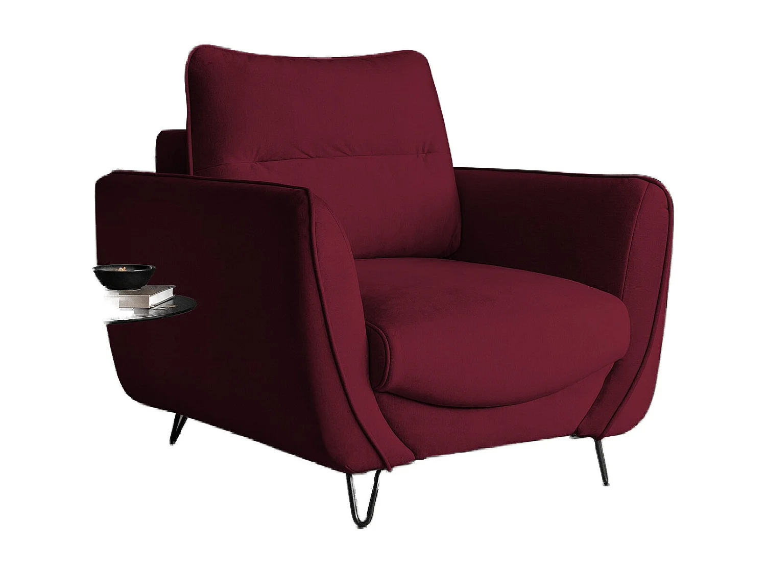 Sillón de terciopelo ZURIK: comodidad y estilo atemporal-Color Burdeos