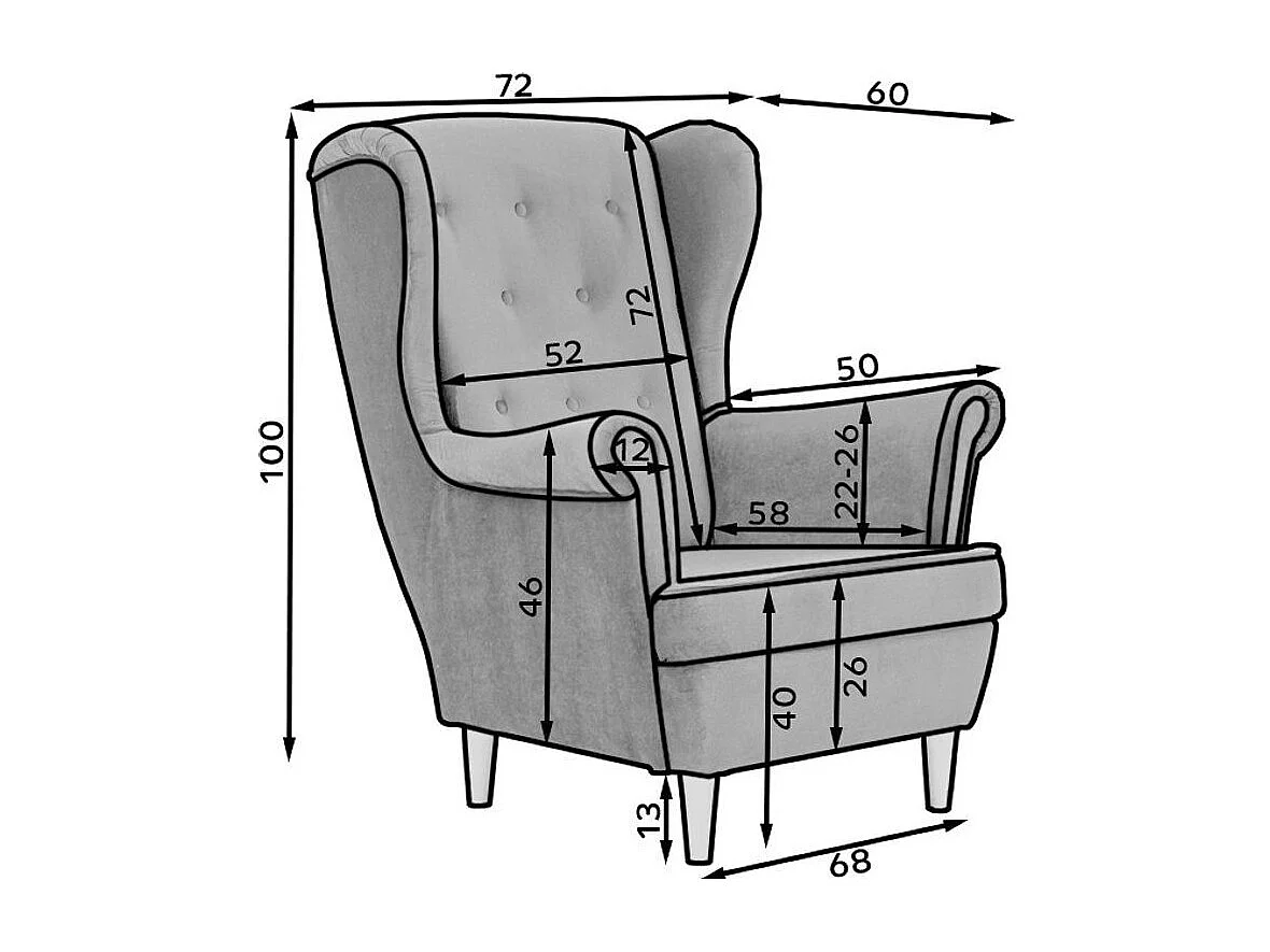 Fauteuil bergère LIZZI – Élégance intemporelle et confort royal-Gris clair chiné