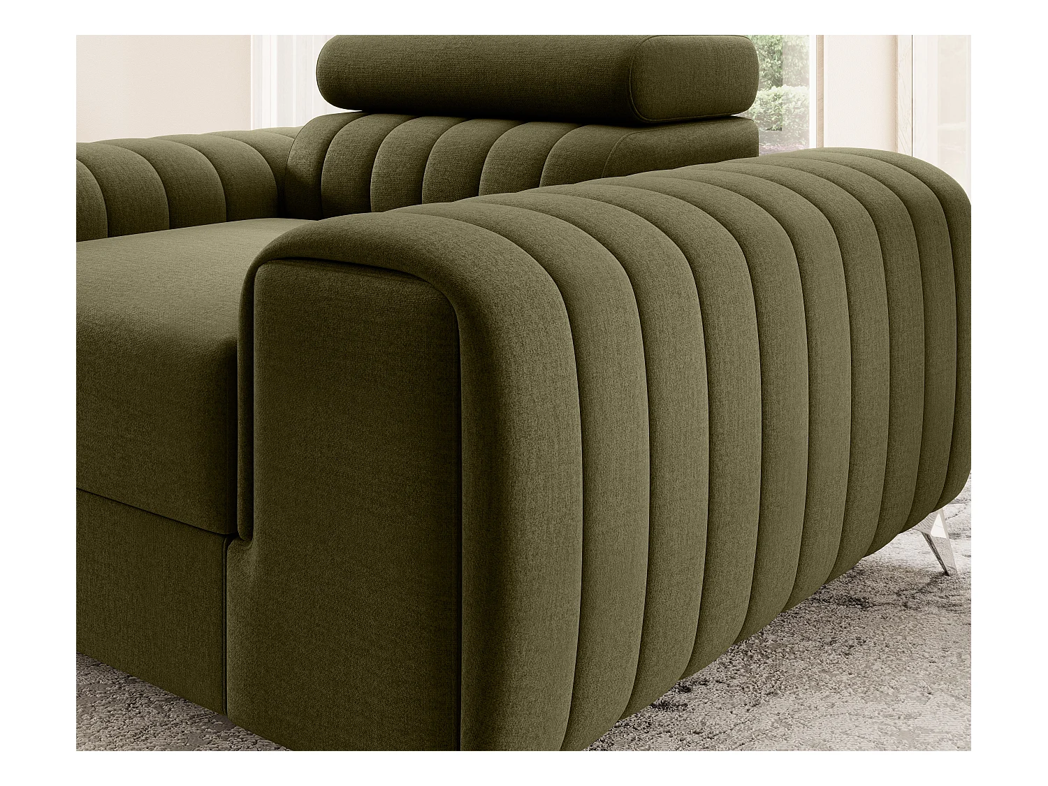 Fauteuil velours LOZA - Confort et design moderne-Vert olive