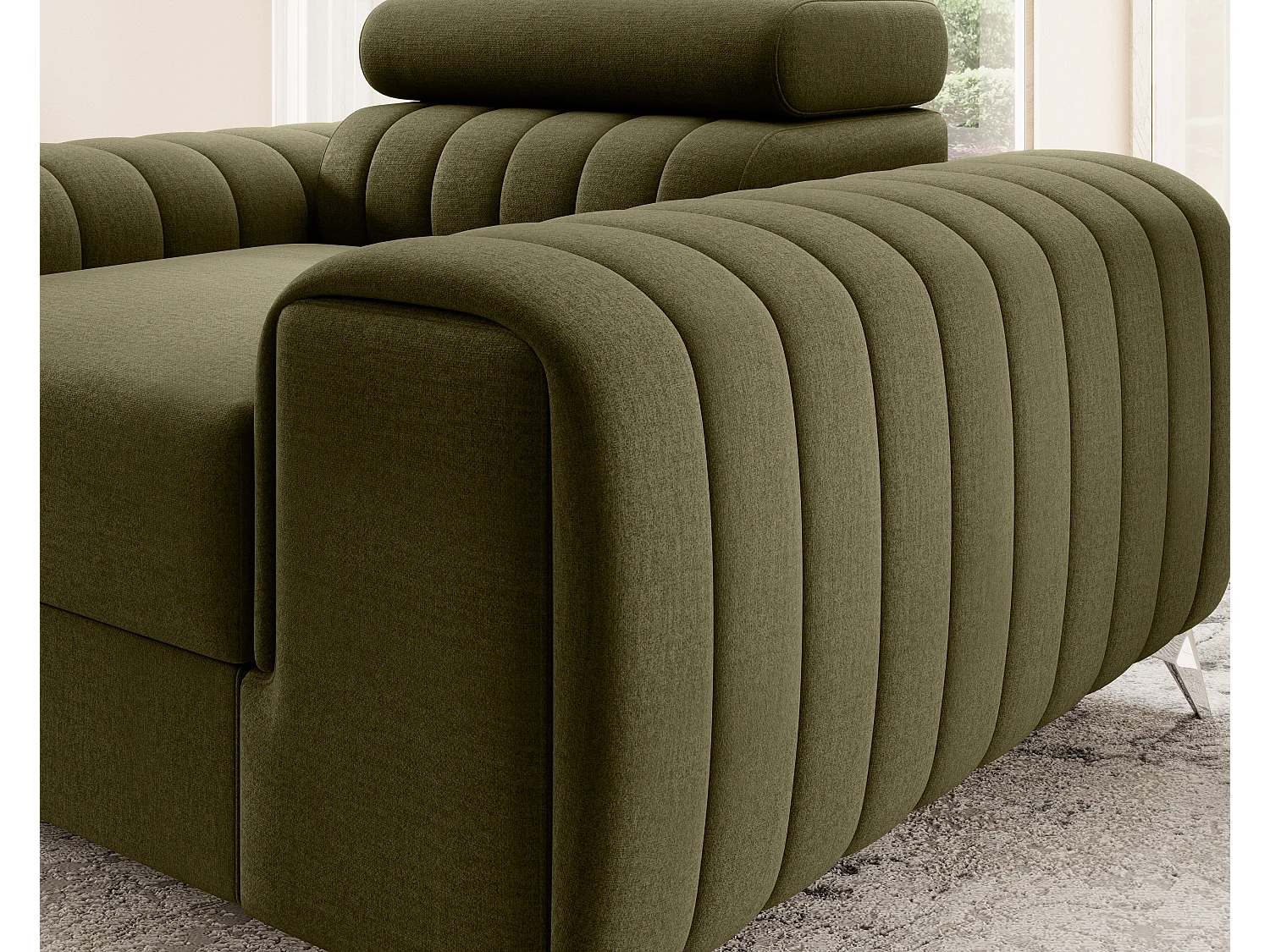Fauteuil velours LOZA - Confort et design moderne-Vert olive