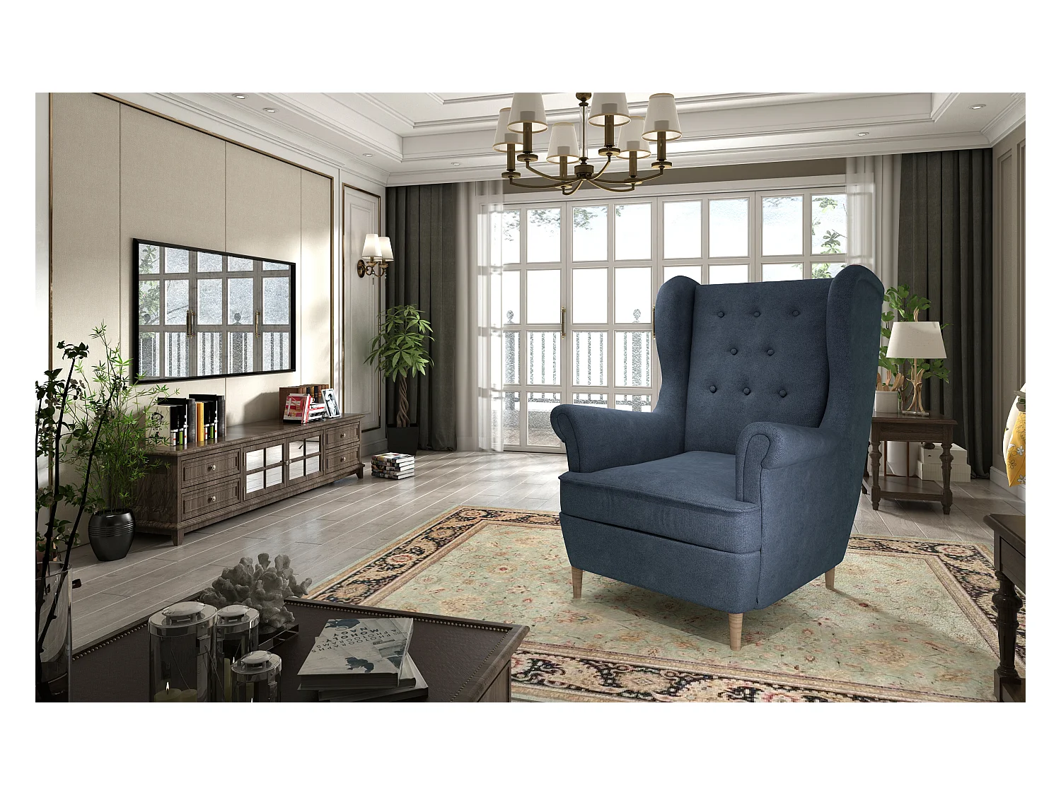 Fauteuil bergère LIZZI – Élégance intemporelle et confort royal-Bleu