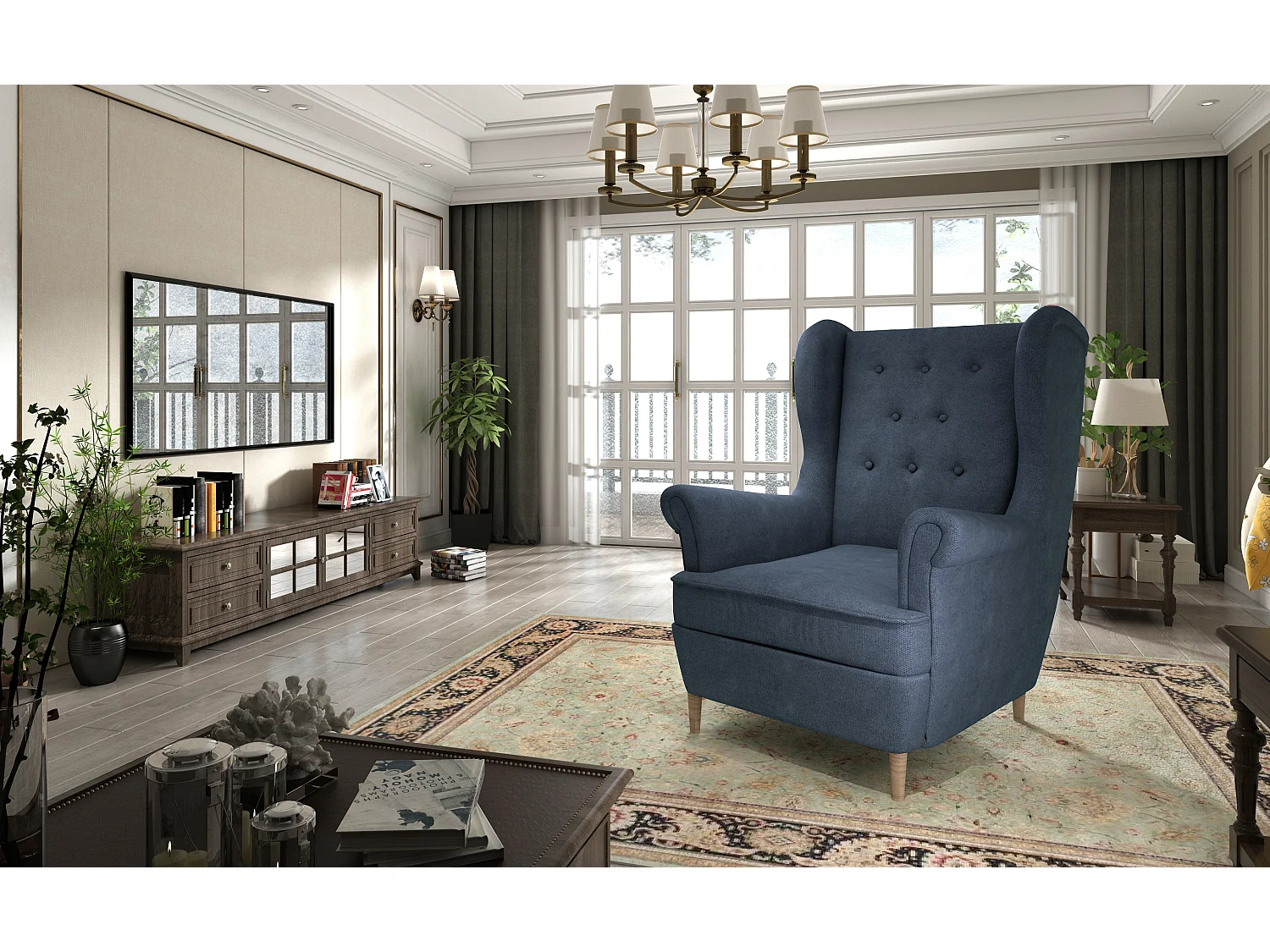 Fauteuil bergère LIZZI – Élégance intemporelle et confort royal-Bleu