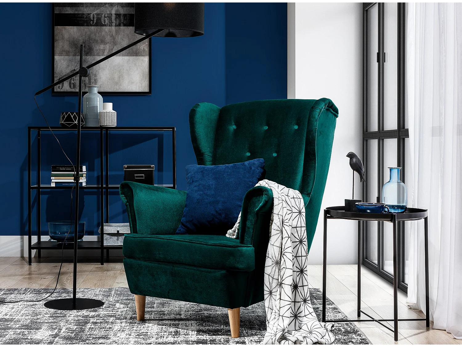 Fauteuil bergère LIZZI – Élégance intemporelle et confort royal-Bleu