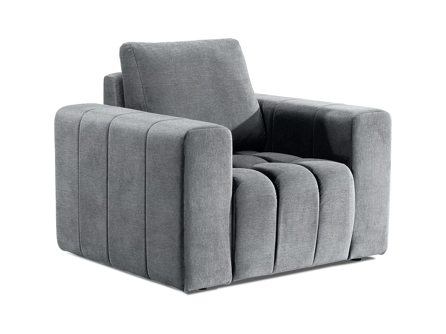 Fauteuil moderne capitonné LARKO tissu-Gris clair
