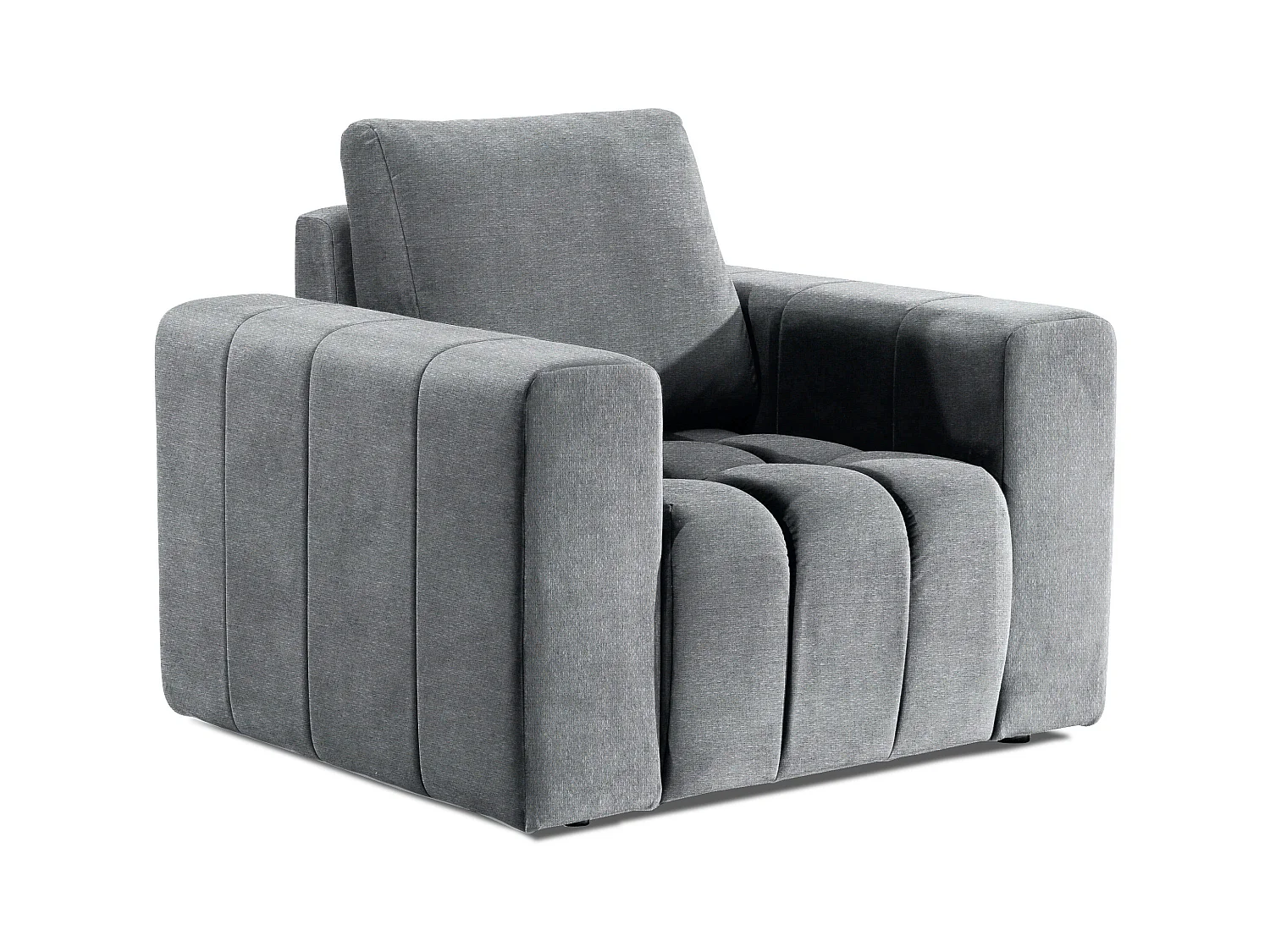 Fauteuil moderne capitonné LARKO tissu-Gris clair
