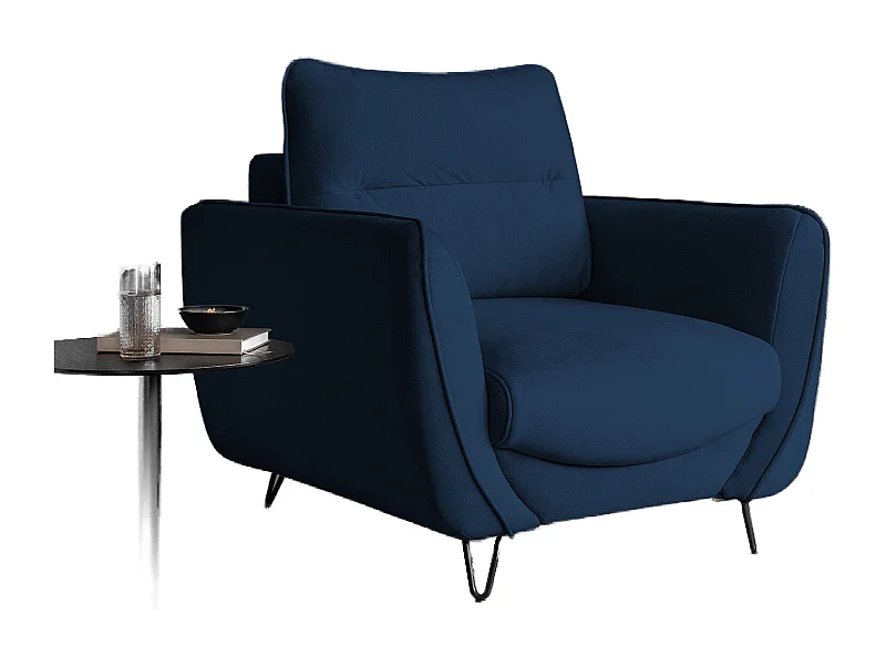Sillón de terciopelo ZURIK: comodidad y estilo atemporal-Color Azul petróleo