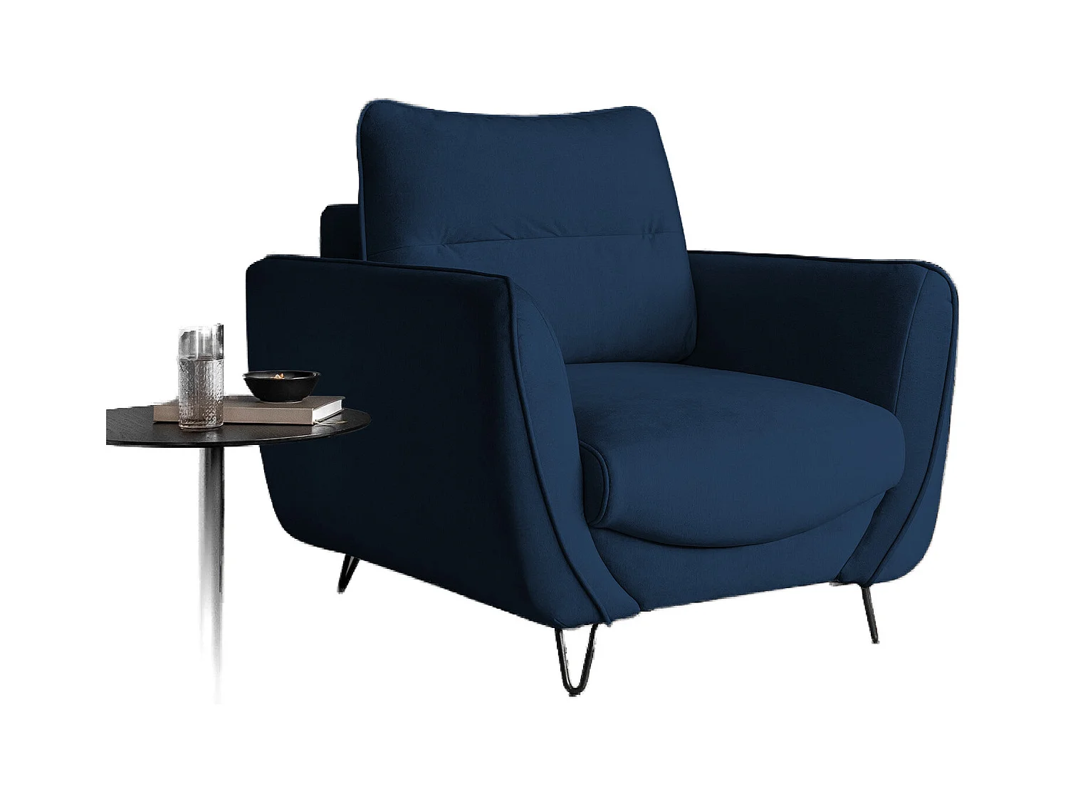 Fauteuil en velours ZURIK – Confort et style intemporel-Bleu pétrole