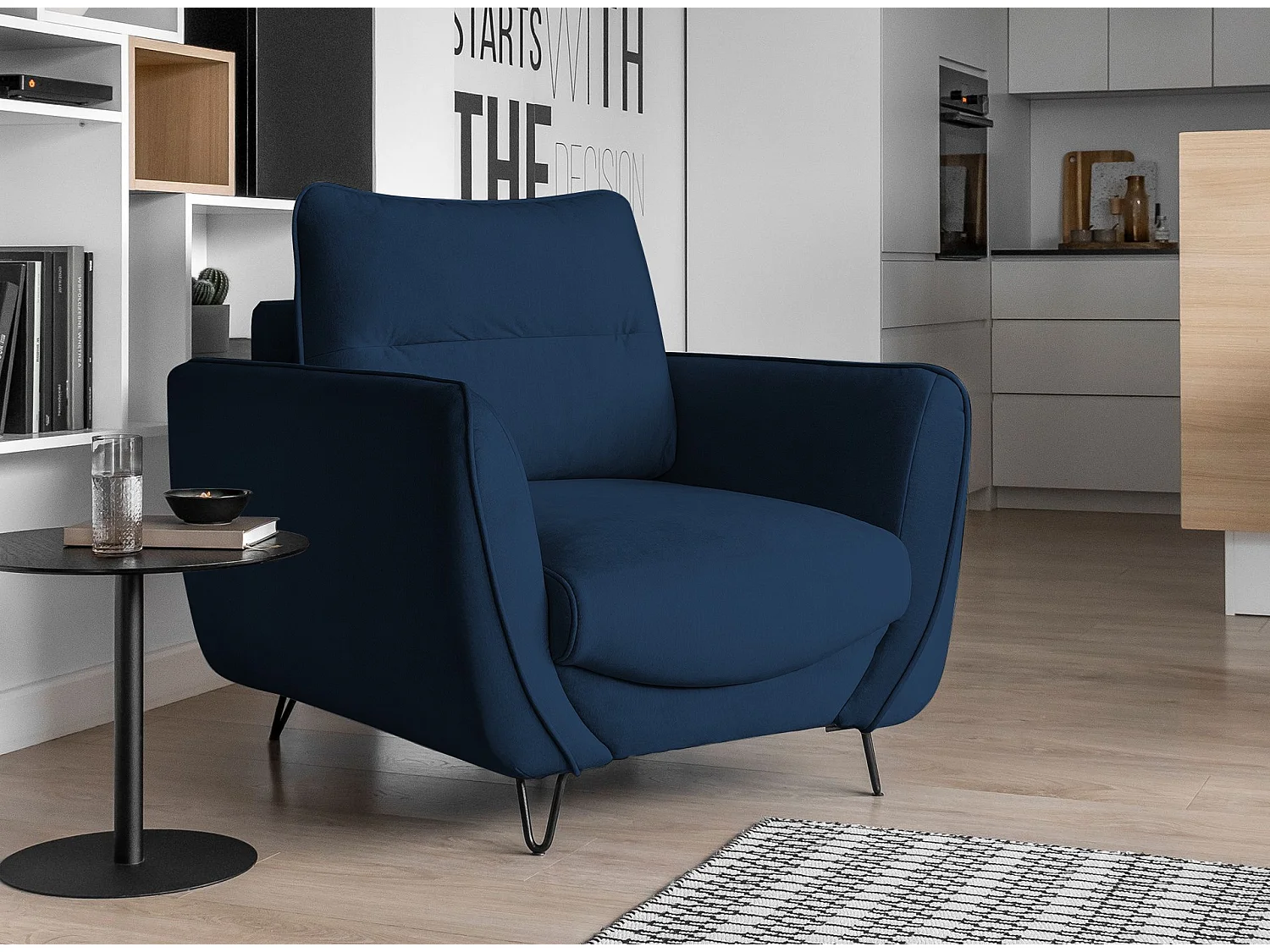 ZURIK fluwelen fauteuil – Comfort en tijdloze stijl-Kleur Blauwe olie