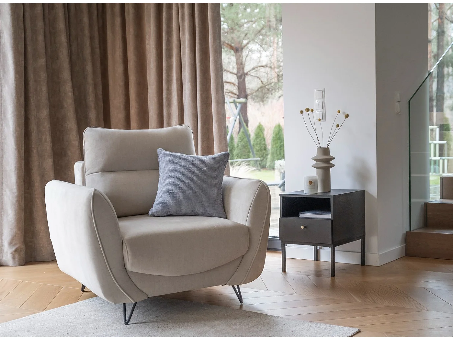 ZURIK fluwelen fauteuil – Comfort en tijdloze stijl-Kleur Blauwe olie