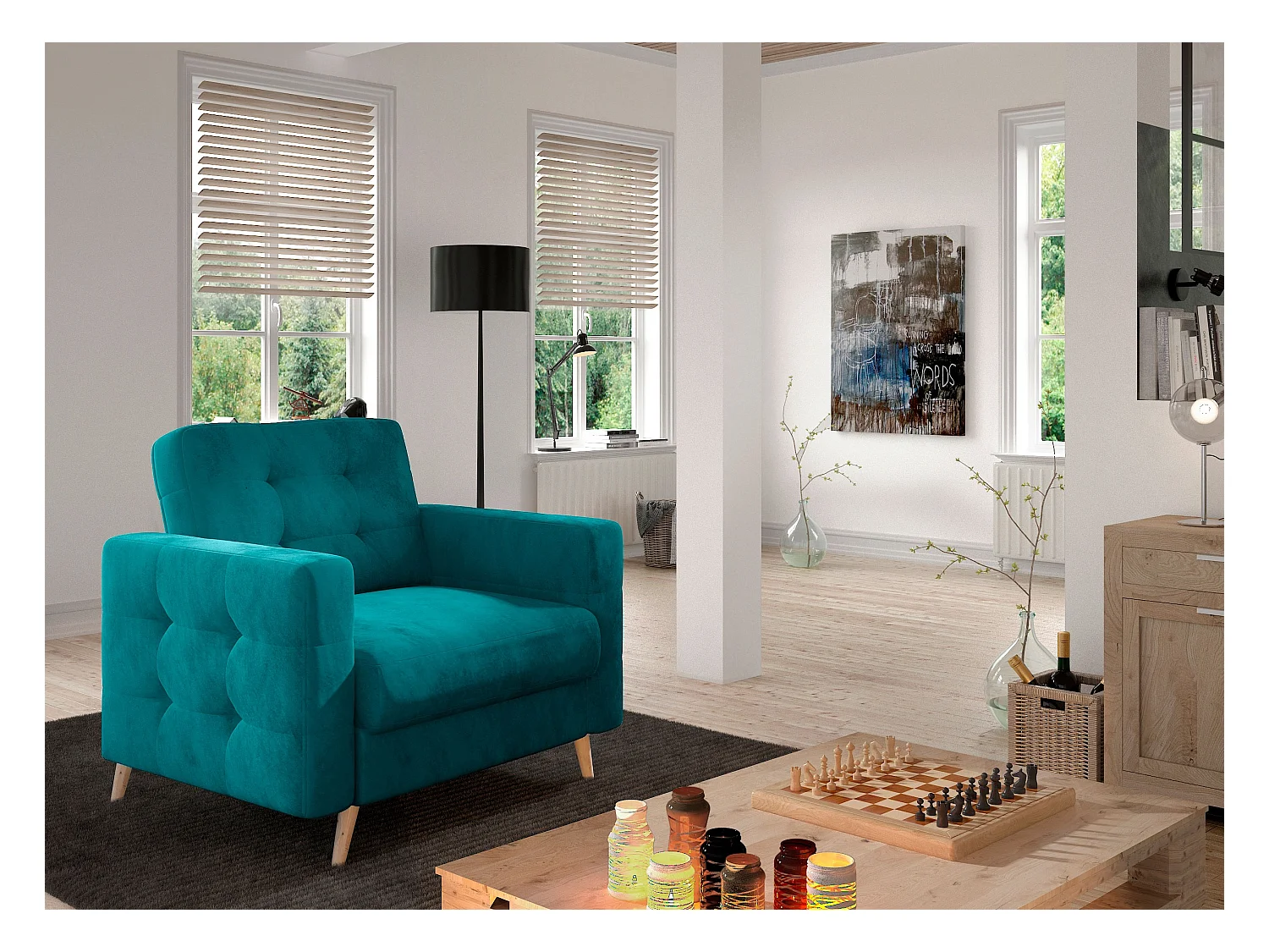 Fauteuil velours ANSKA-Vert