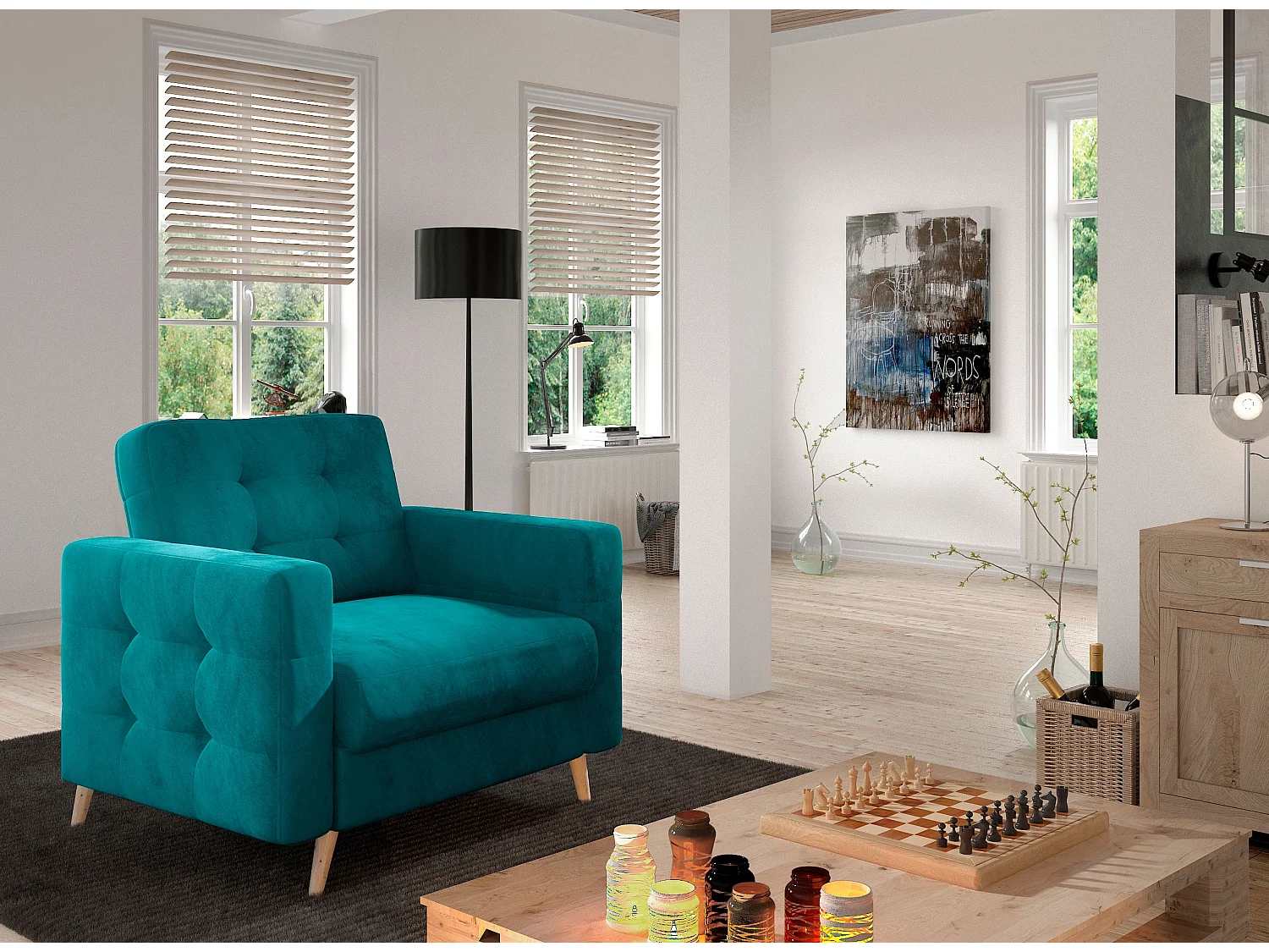 Fauteuil velours ANSKA-Vert