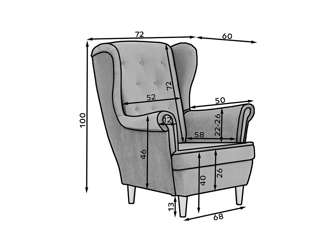 Fauteuil bergère LIZZI – Élégance intemporelle et confort royal-Gris clair