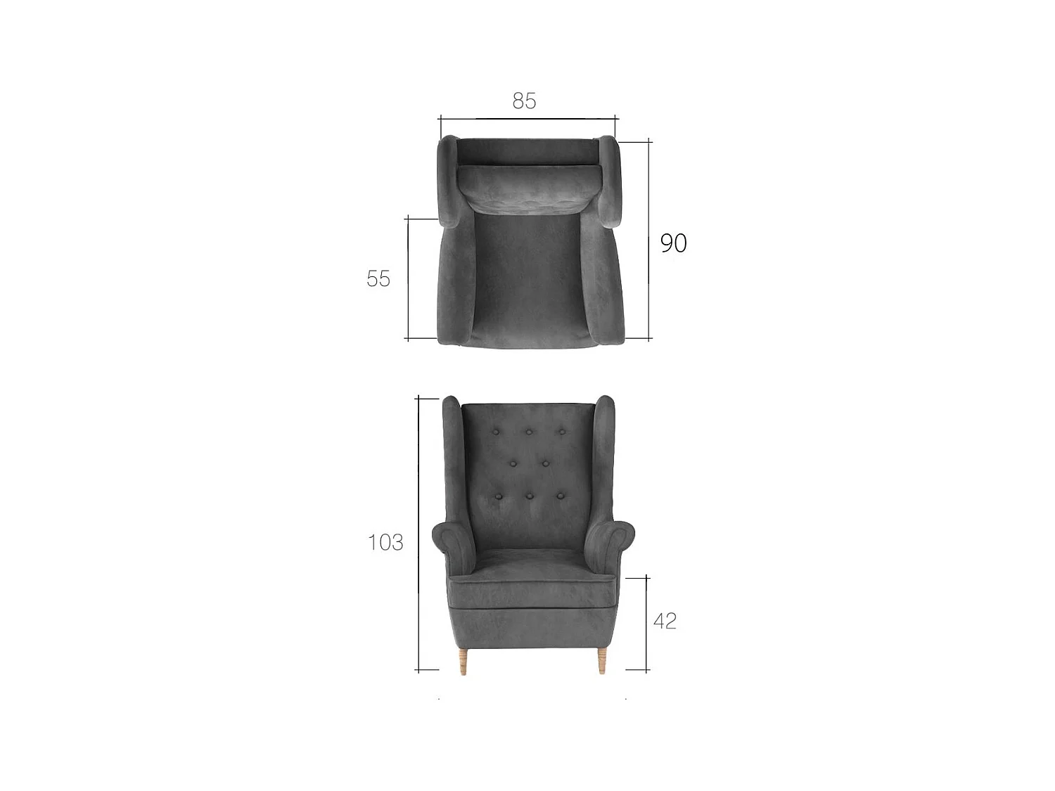 Fauteuil bergère LIZZI – Élégance intemporelle et confort royal-Gris clair