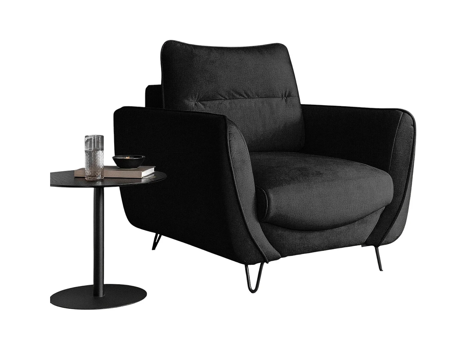 Fauteuil en tissu ZURIK – Élégance italienne et confort durable-Noir
