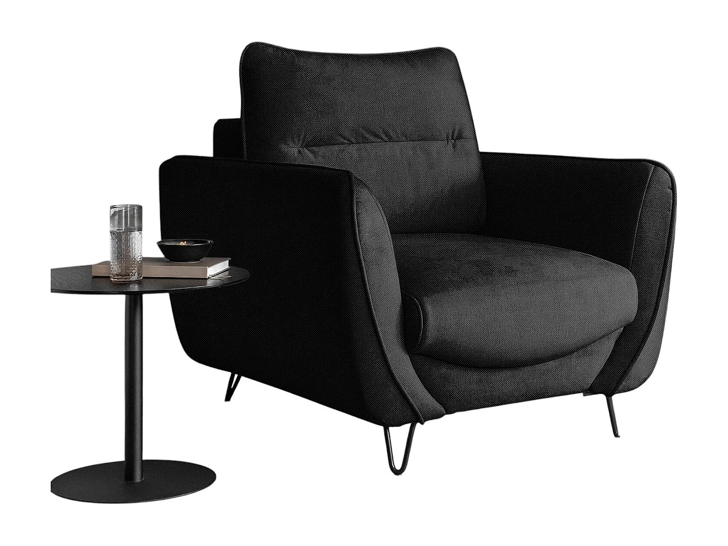 Fauteuil en tissu ZURIK – Élégance italienne et confort durable-Noir