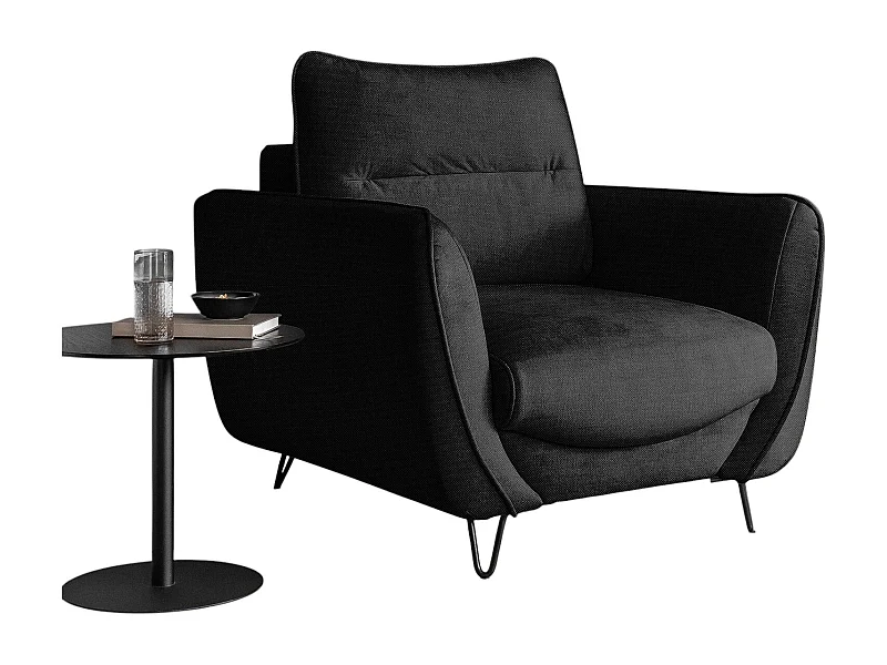 Fauteuil en tissu ZURIK – Élégance italienne et confort durable-Noir