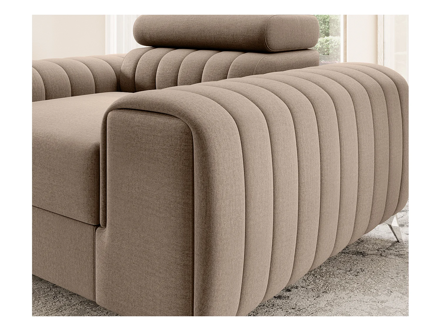 LOZA fluwelen fauteuil - Comfort en modern design-Kleur Beige