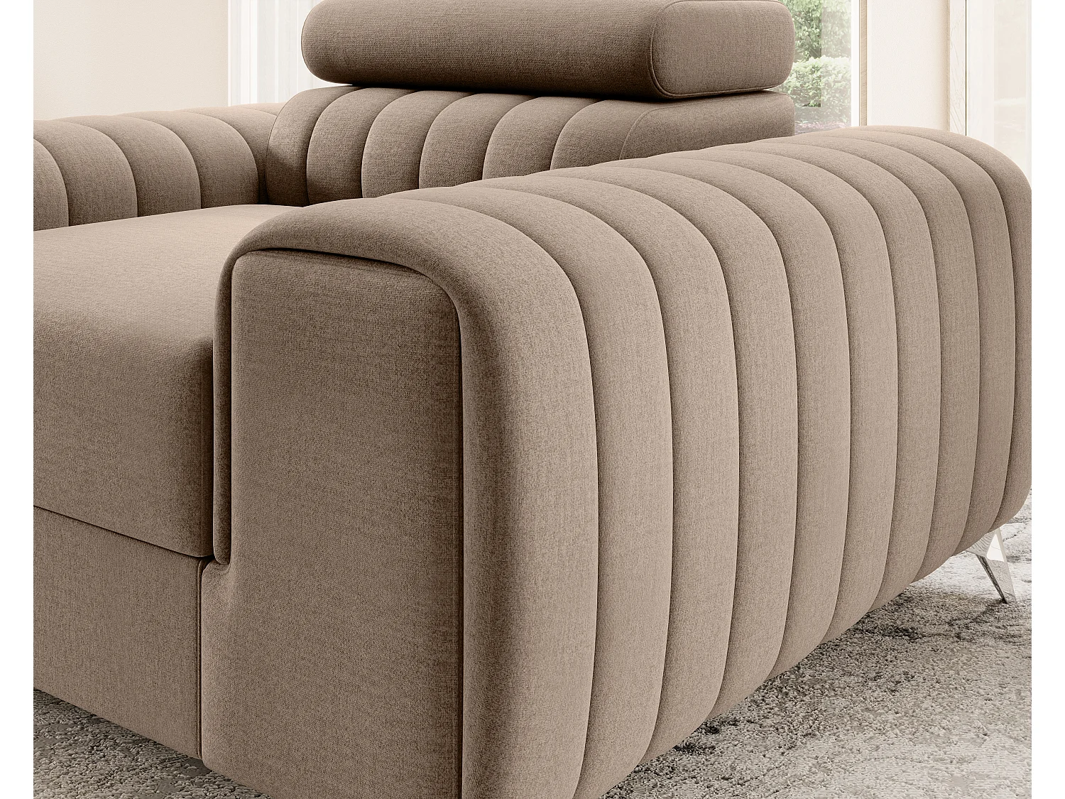 Fauteuil velours LOZA - Confort et design moderne-Beige