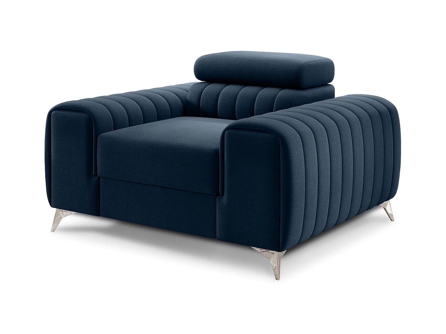 Fauteuil velours LOZA - Confort et design moderne-Bleu nuit