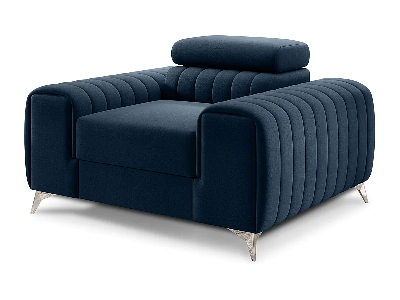 Fauteuil velours LOZA - Confort et design moderne-Bleu nuit