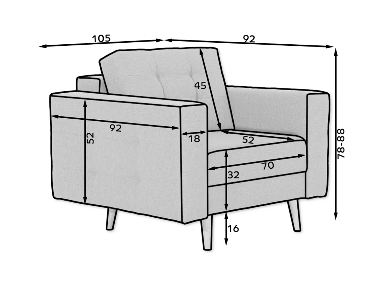 Fauteuil velours ANSKA-Marron foncé
