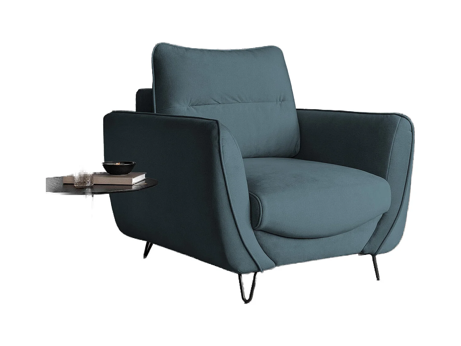 Fauteuil en velours ZURIK – Confort et style intemporel-Bleu clair