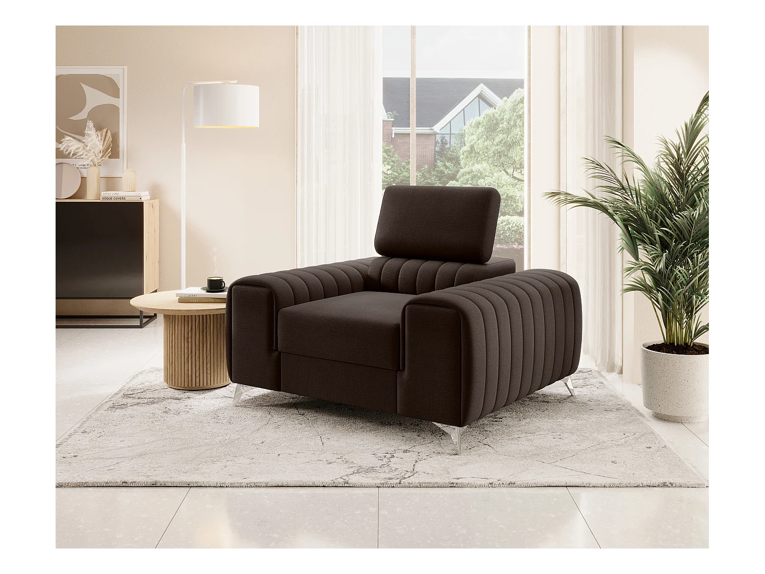 LOZA fluwelen fauteuil - Comfort en modern design-Kleur Donker bruin