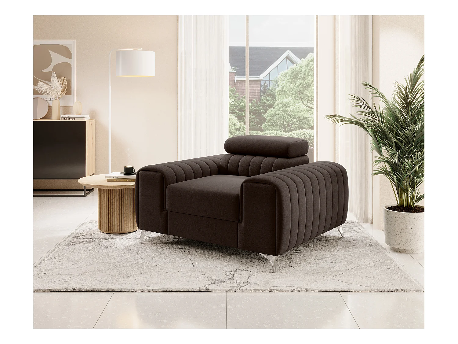 LOZA fluwelen fauteuil - Comfort en modern design-Kleur Donker bruin