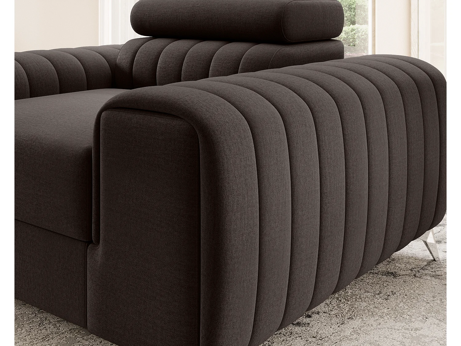 Fauteuil velours LOZA - Confort et design moderne-Marron foncé