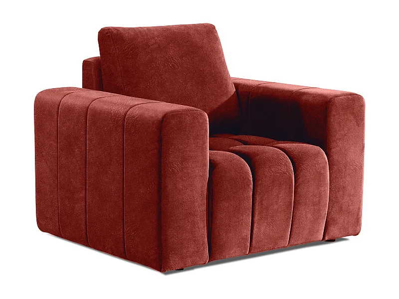 Fauteuil moderne capitonné LARKO tissu-Rouge tomette