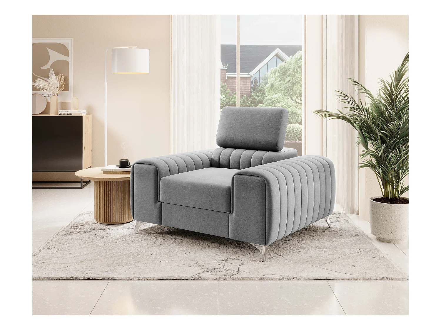 Fauteuil velours LOZA - Confort et design moderne-Rose