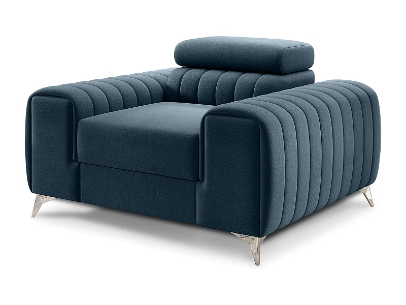 Fauteuil velours LOZA - Confort et design moderne-Bleu charron