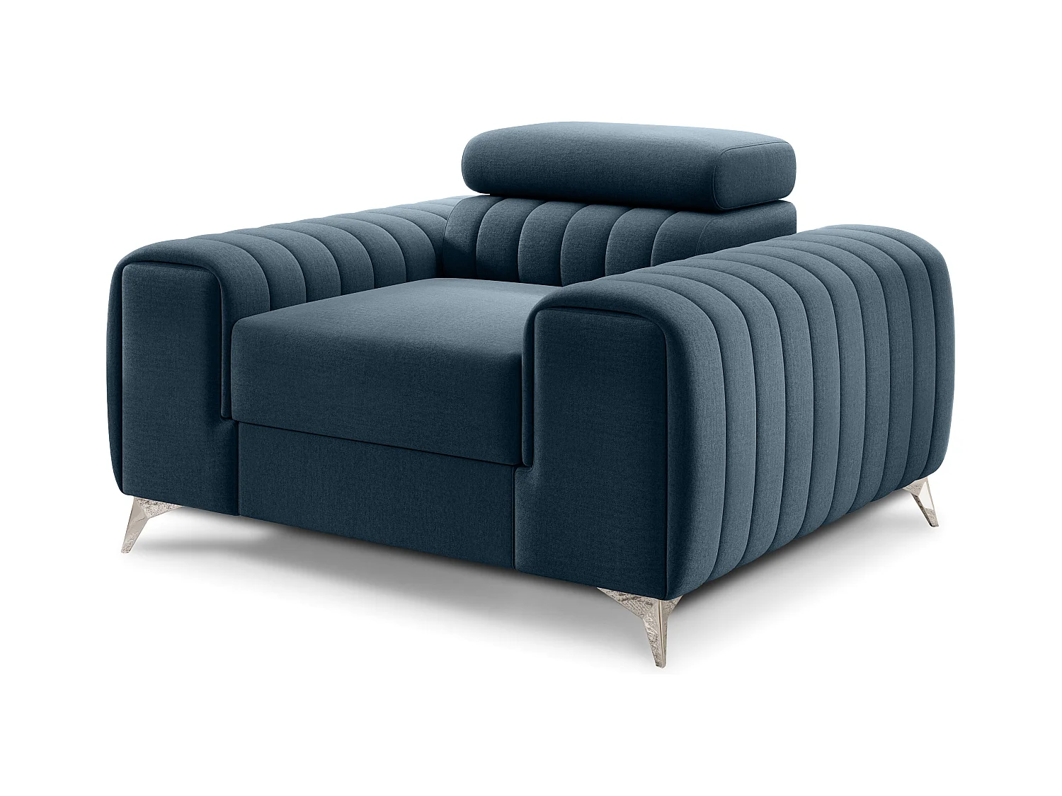 Fauteuil velours LOZA - Confort et design moderne-Bleu charron