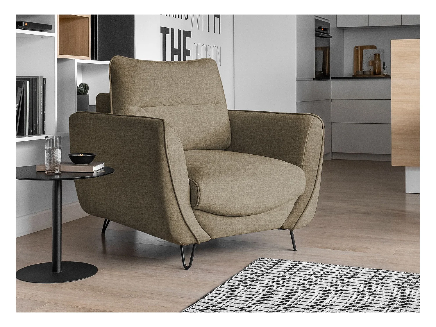 Fauteuil en velours ZURIK – Confort et style intemporel-Beige