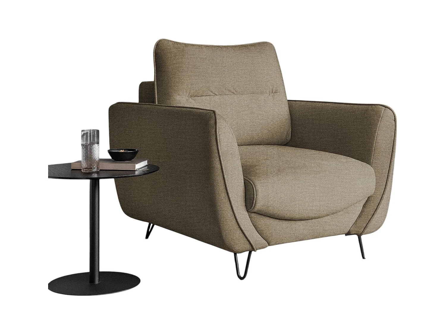 Fauteuil en velours ZURIK – Confort et style intemporel-Beige