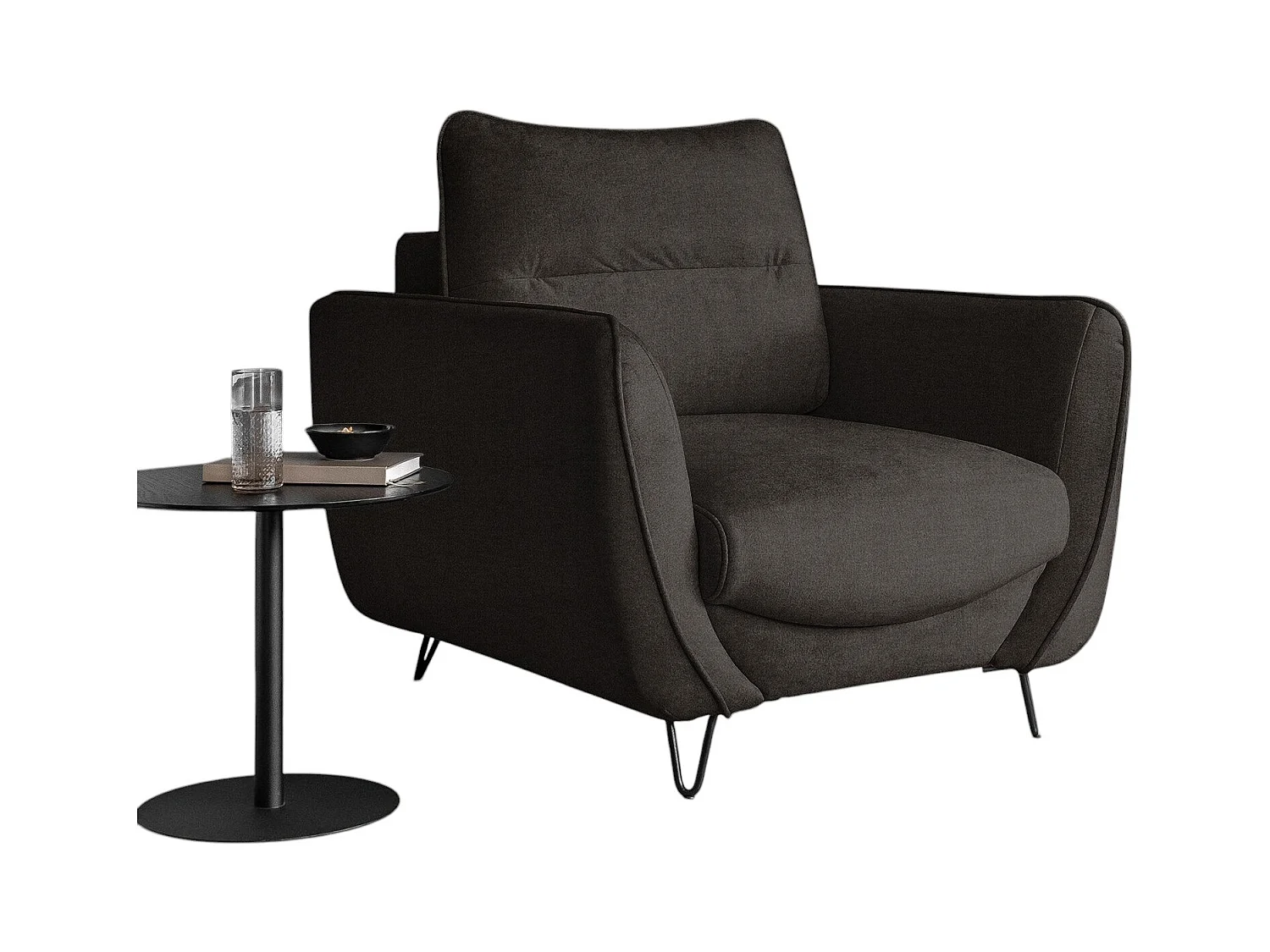 Fauteuil en velours ZURIK – Confort et style intemporel-Marron foncé