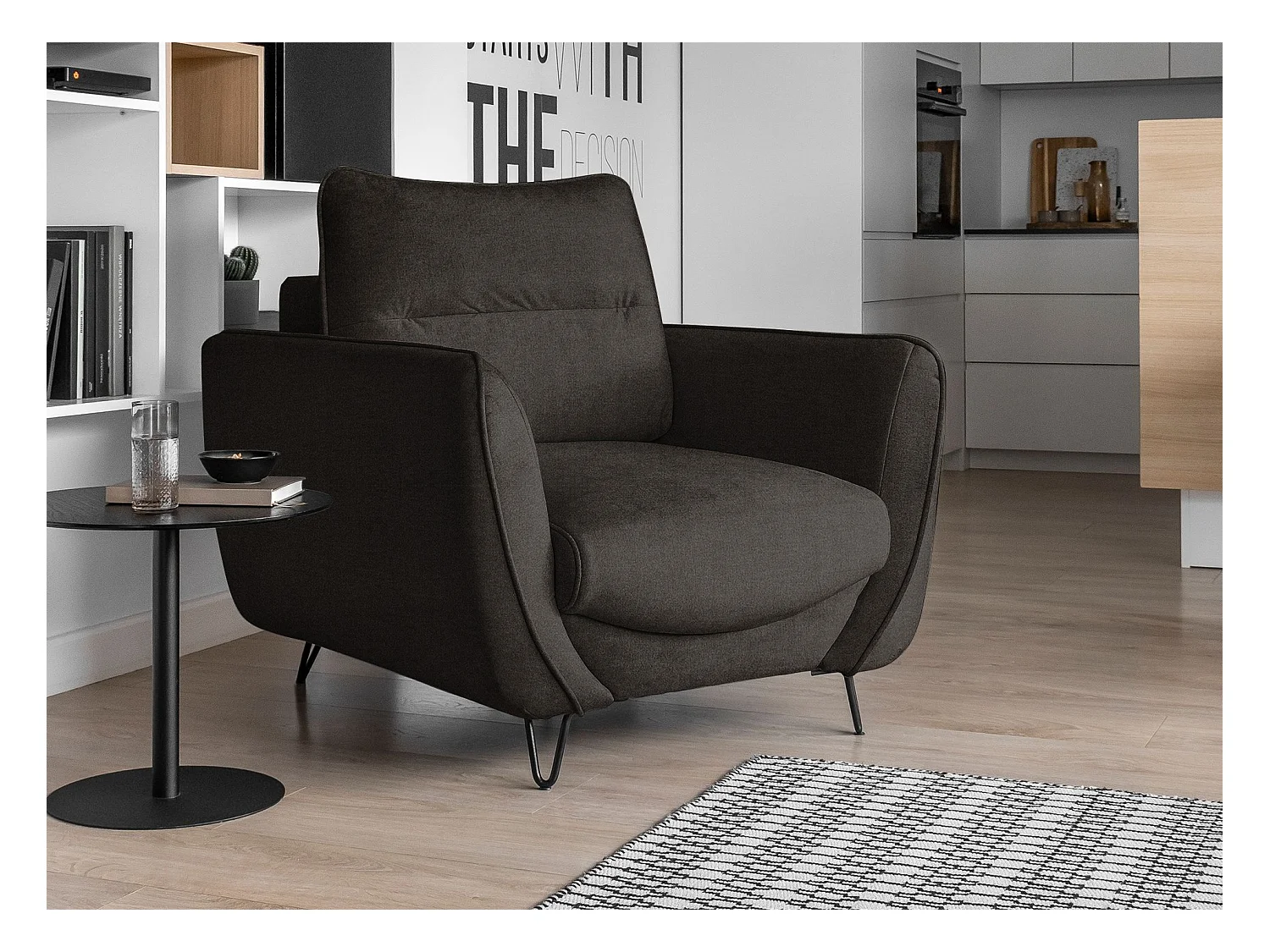Fauteuil en velours ZURIK – Confort et style intemporel-Marron foncé