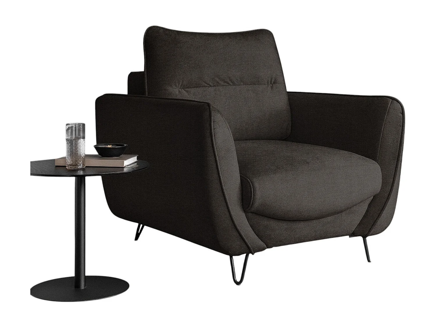 Fauteuil en velours ZURIK – Confort et style intemporel-Marron foncé