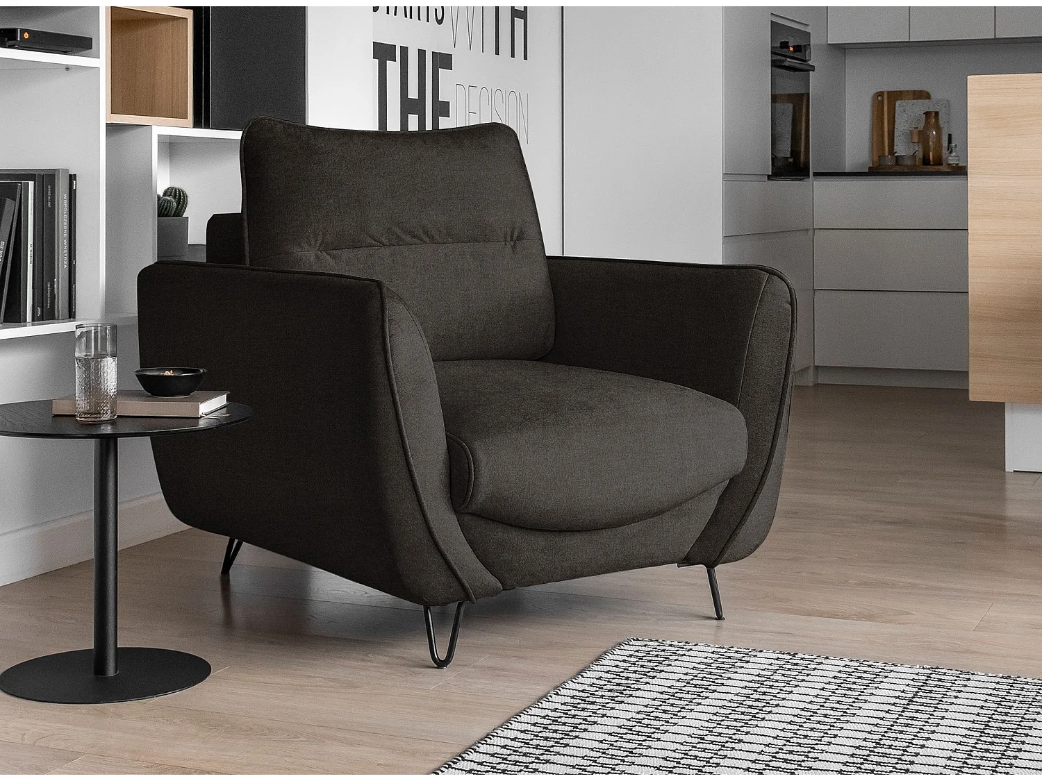 Fauteuil en velours ZURIK – Confort et style intemporel-Marron foncé