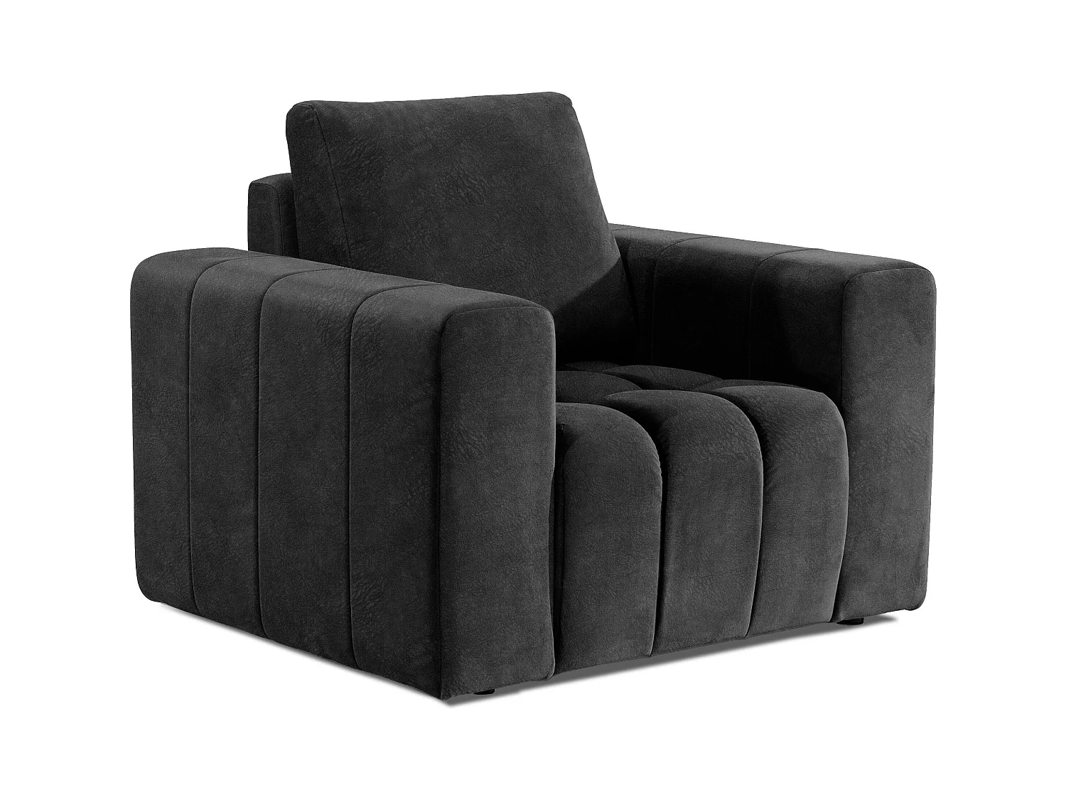 Fauteuil moderne capitonné LARKO tissu-Gris foncé